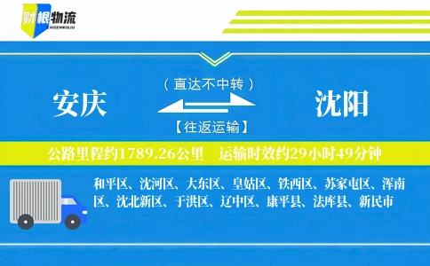 安庆到沈阳物流公司
