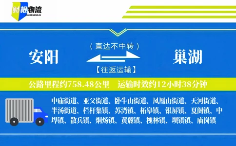 安阳到巢湖物流公司