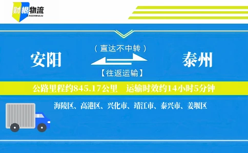 安阳到泰州物流公司