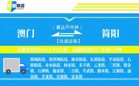 澳门到简阳物流公司