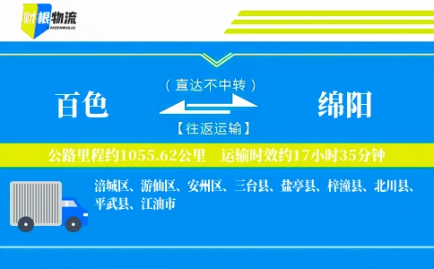 百色到绵阳物流公司