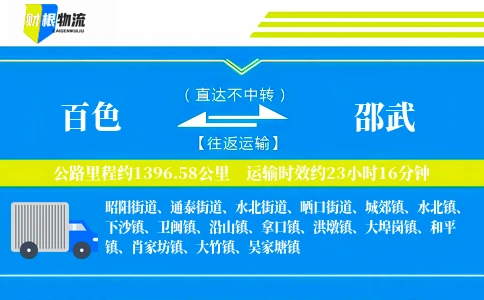 百色到邵武物流公司