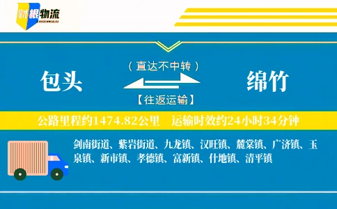 包头到绵竹物流公司