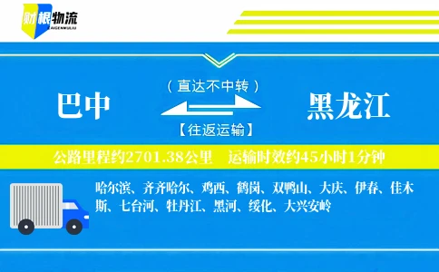 巴中到黑龙江物流公司