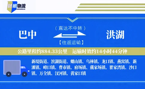 巴中到洪湖物流公司