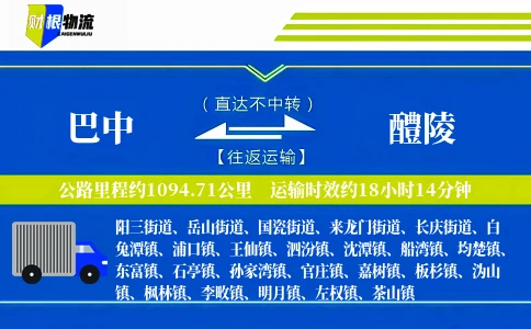 巴中到醴陵物流公司
