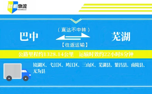 巴中到芜湖物流公司