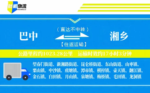 巴中到湘乡物流公司