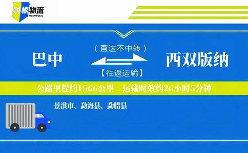 巴中到西双版纳物流公司
