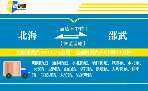 北海到邵武物流公司