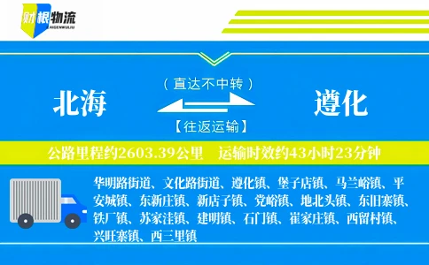 北海到遵化物流公司