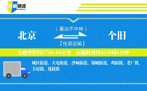 北京到个旧物流公司