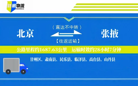 北京到张掖物流公司