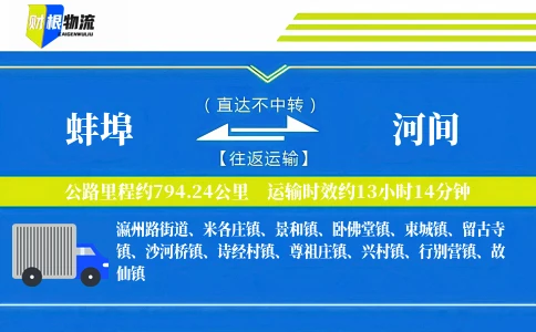 蚌埠到河间物流公司