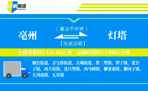 亳州到灯塔物流公司
