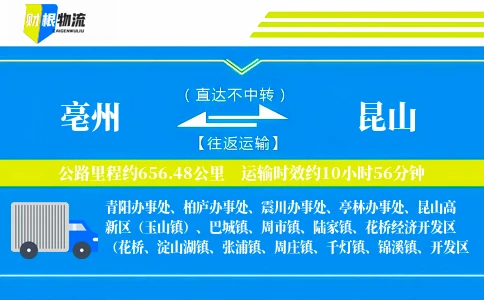 亳州到昆山物流公司