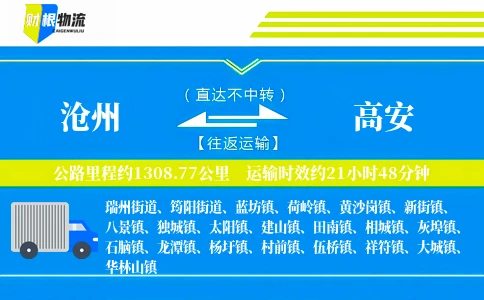 沧州到高安物流公司