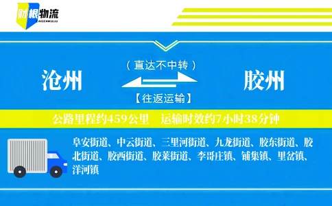 沧州到胶州物流公司