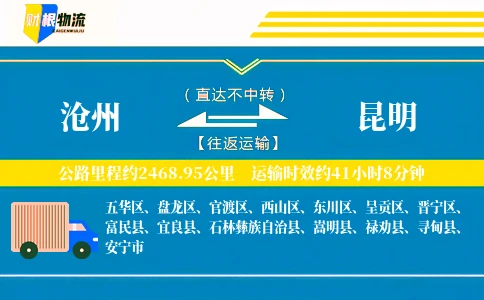 沧州到昆明物流公司