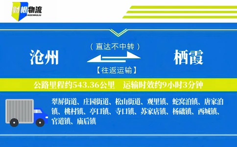沧州到栖霞物流公司