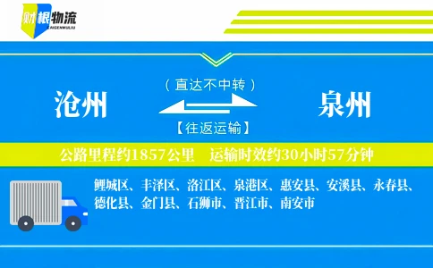 沧州到泉州物流公司