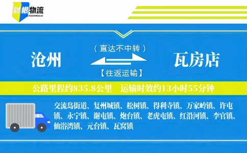 沧州到瓦房店物流公司