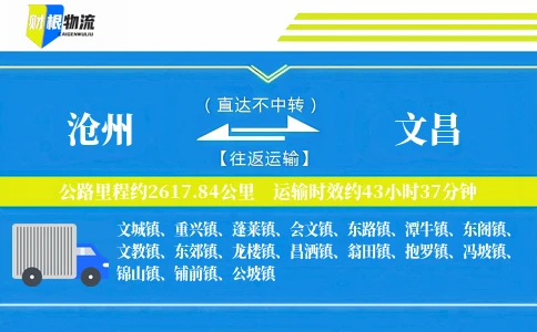 沧州到文昌物流公司