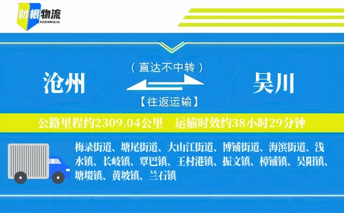 沧州到吴川物流公司