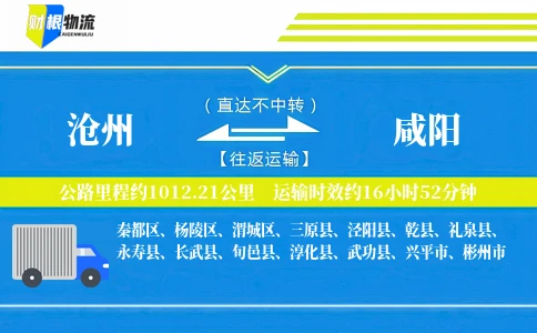 沧州到咸阳物流公司