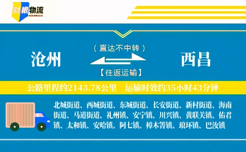沧州到西昌物流公司