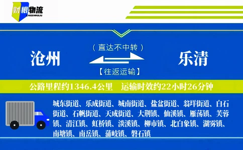 沧州到乐清物流公司