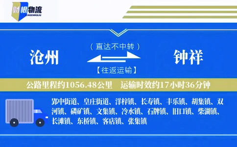 沧州到钟祥物流公司