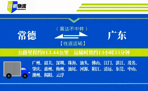 常德到广东物流公司