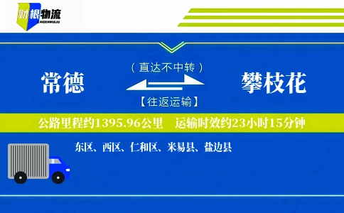 常德到攀枝花物流公司