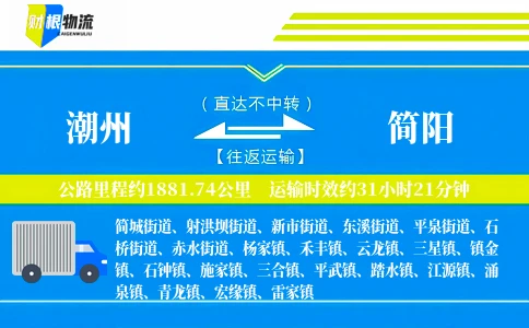 潮州到简阳物流公司