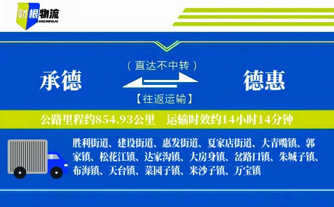 承德到德惠物流公司