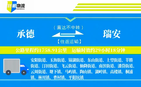 承德到瑞安物流公司