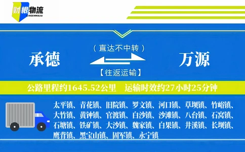 承德到万源物流公司