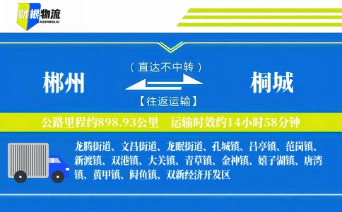 郴州到桐城物流公司