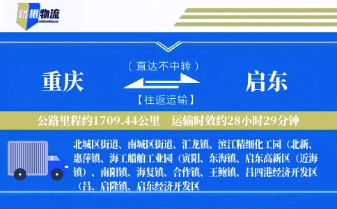 重庆到启东物流公司