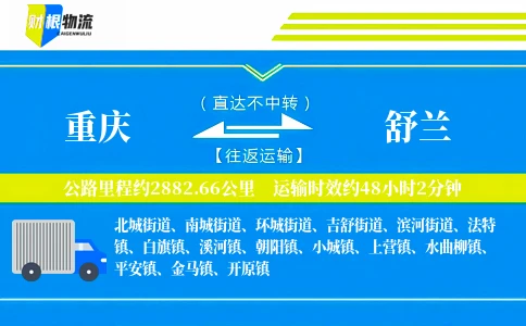 重庆到舒兰物流公司