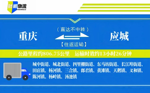 重庆到应城物流公司