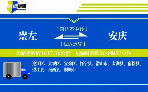 崇左到安庆物流公司