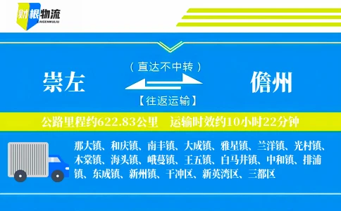 崇左到儋州物流公司