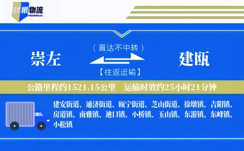 崇左到建瓯物流公司