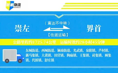 崇左到界首物流公司