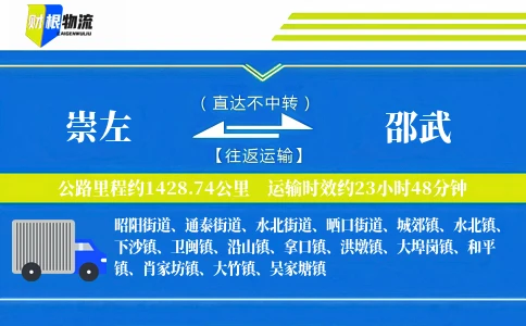 崇左到邵武物流公司
