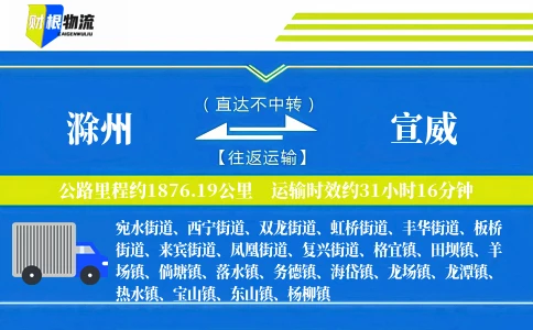 滁州到宣威物流公司