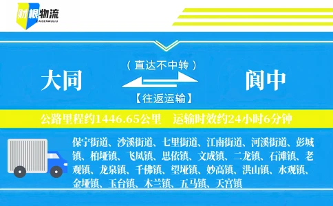大同到阆中物流公司