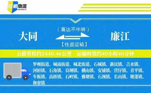 大同到廉江物流公司